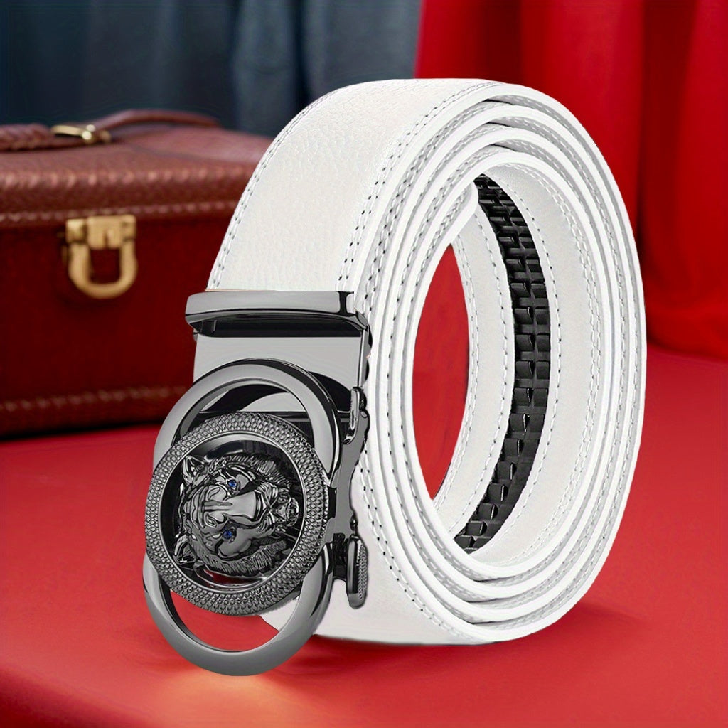 Men's Belt - Automatic Buckle Unisex Metal Clasp No Hole Adjustable Slide Ratchet Waist - product detail view 26