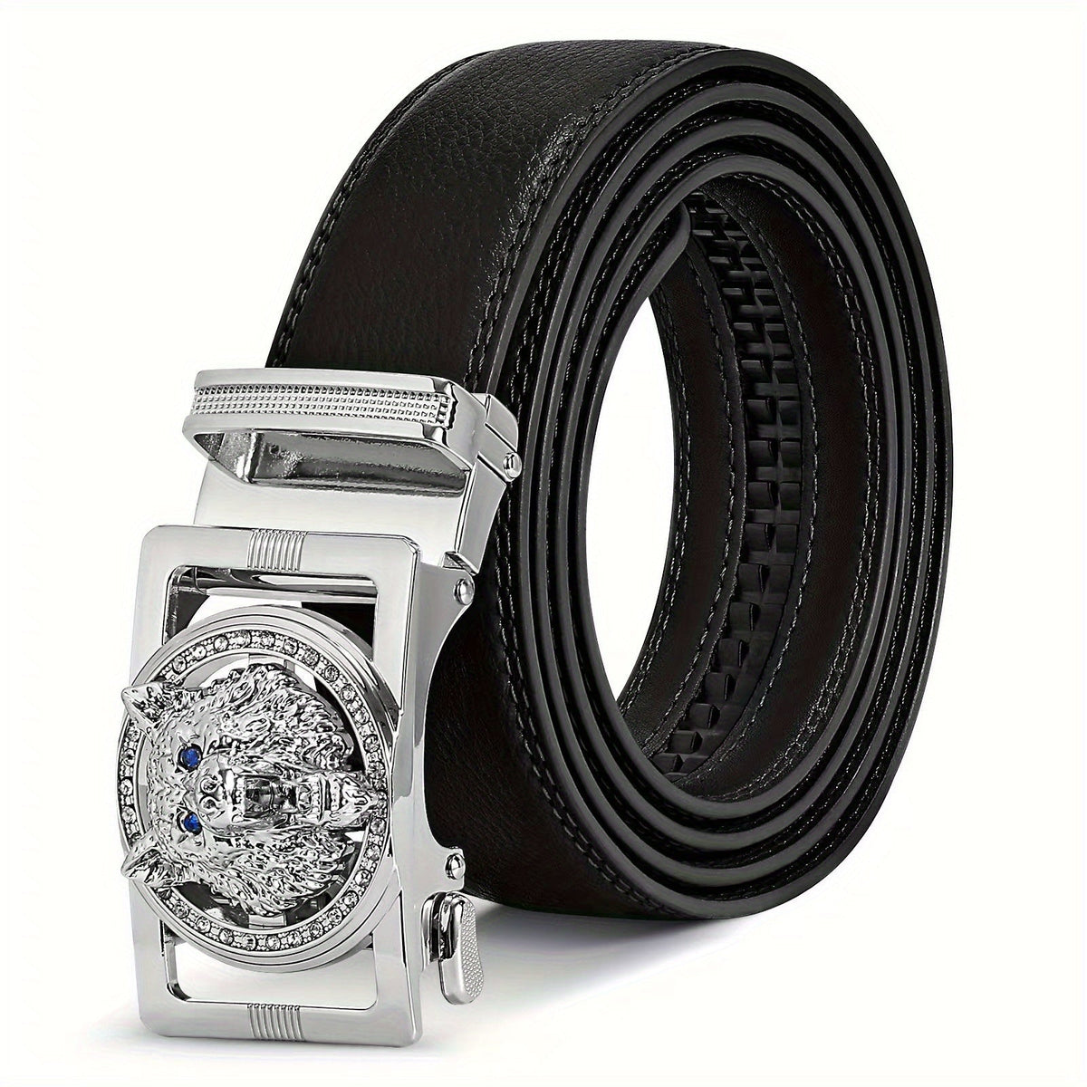 Men's Belt - Automatic Buckle Unisex Metal Clasp No Hole Adjustable Slide Ratchet Waist - product detail view 30