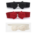 Belt Women’s 3-Piece Bow Elastic Wide Waist Set, 64cm Length x 5.8cm Width in Red and White