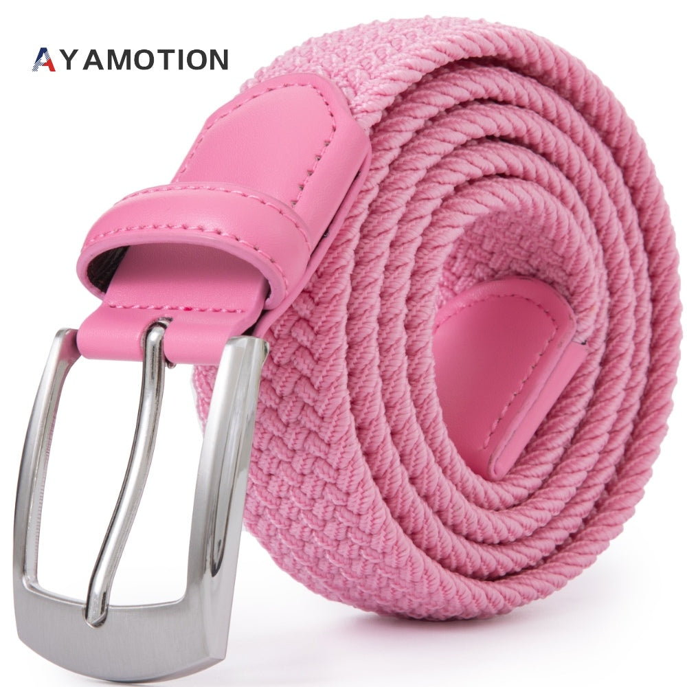 Men's Belt – Elastic Ratchet Belt Women Stretch Braided Woven Automatic Buckle 32-Click Micro Adjustable No