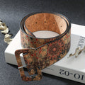 Floral Print Women's Wide Belt with Matching Square Buckle, One-Size 43.7 x 2.36-Inch Strap
