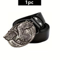 Men's Belt Genuine Leather Western Style with Embossed Playing Card and Eagle Buckle Options