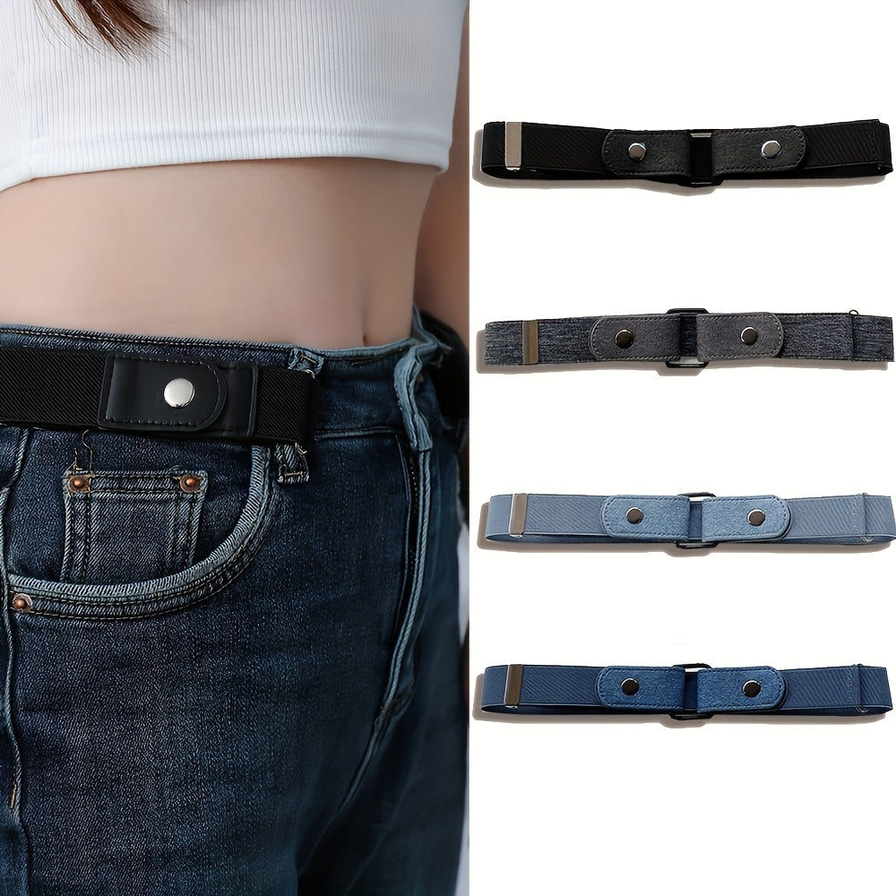 Women's Belt – Invisible Elastic Belt Set 4pcs | No-Show Vintage Stretch Waist Belt for Casual & Formal Wear |