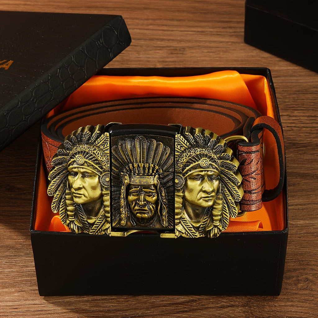 Men's Belt - Lighter for Detachable Western Cowboy Printed with Built-In Lighter - product detail view 23