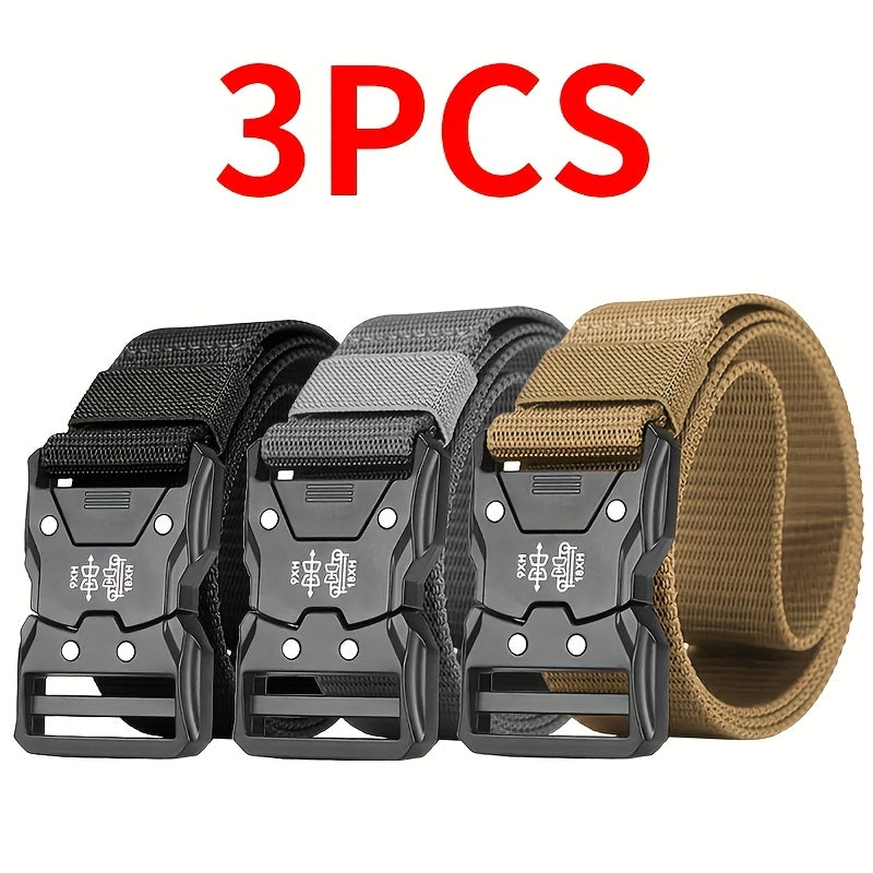 Men's Belt 3-Pack Nylon Quick-Release Set, 49.2-Inch Length, 1.49-Inch Width and Four Color Groups