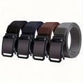 Belt 4-Pack Nylon Elastic Set with Automatic No-Hole Buckles and Three Color Combinations for Everyday Wear