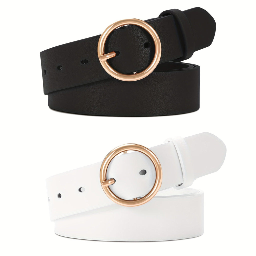 Women's Belt - PU Leather for 3-Pack Round Alloy Buckle Waist for Dresses Jeans Pants - product detail view 22