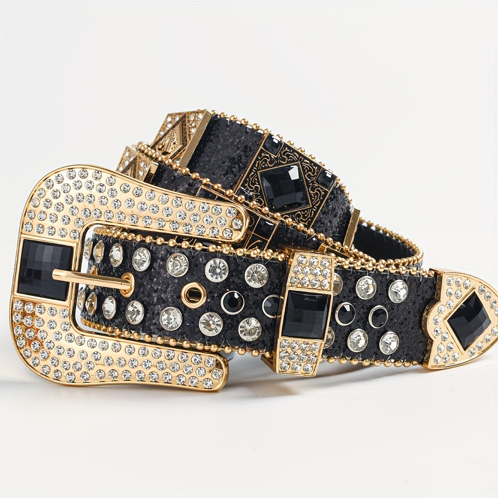 Women's Belt – Punk Rhinestone Belt | Rock & Roll Inlaid Crystal Waist Belt | European American Style Studded