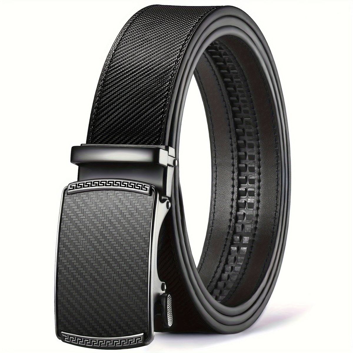 Men's Belt - Ratchet for Premium Leather Slide Automatic Click Buckle No-Hole - product detail view 19
