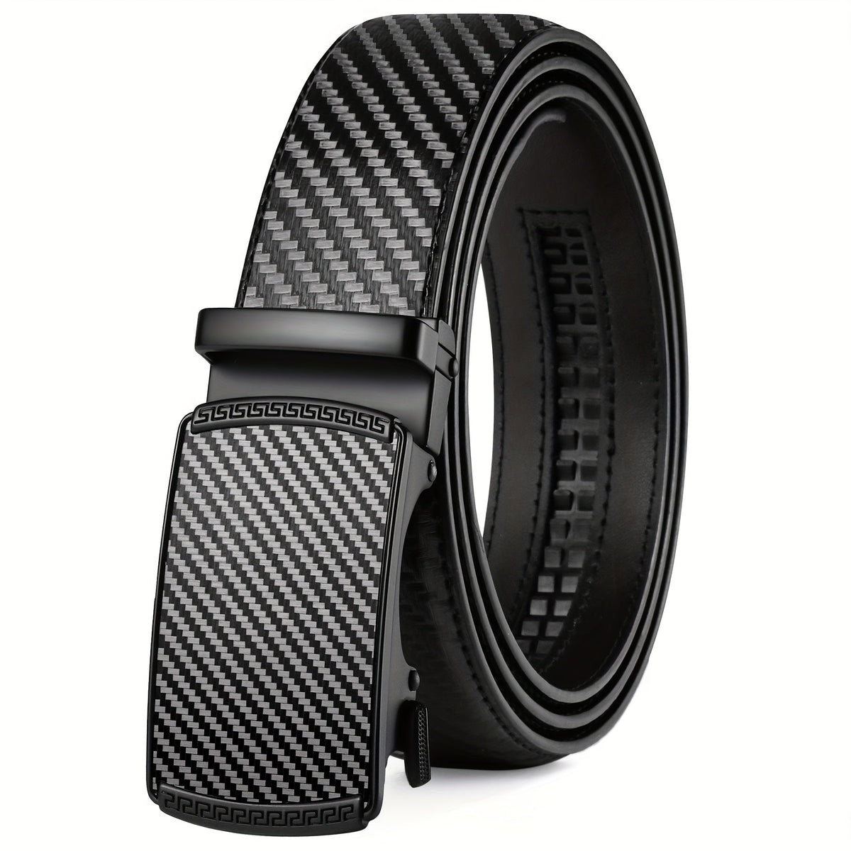 Men's Belt - Ratchet for Premium Leather Slide Automatic Click Buckle No-Hole - product detail view 20