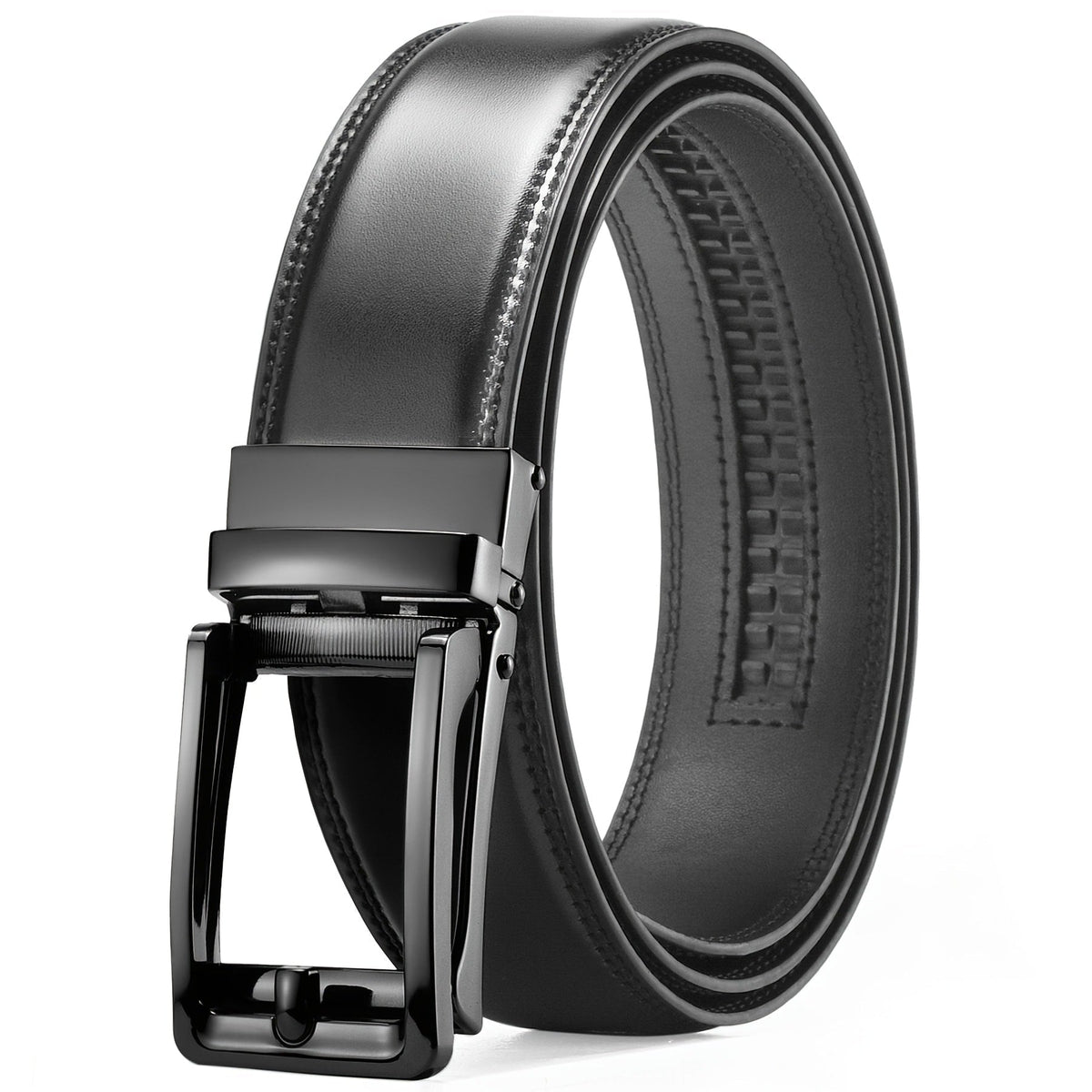 Men's Belt - Ratchet for Premium Leather Slide Automatic Click Buckle No-Hole - product detail view 22