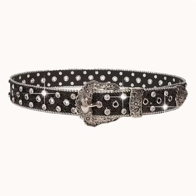 Women's Belt - Rhinestone Chain for | Sparkly Sequin Waist with Rivet Decorations & - product detail view 11