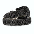 Rhinestone-Studded Women's Belt with Crystal-Look Strap and Buckle in Four Colors and Sizes S-1XL