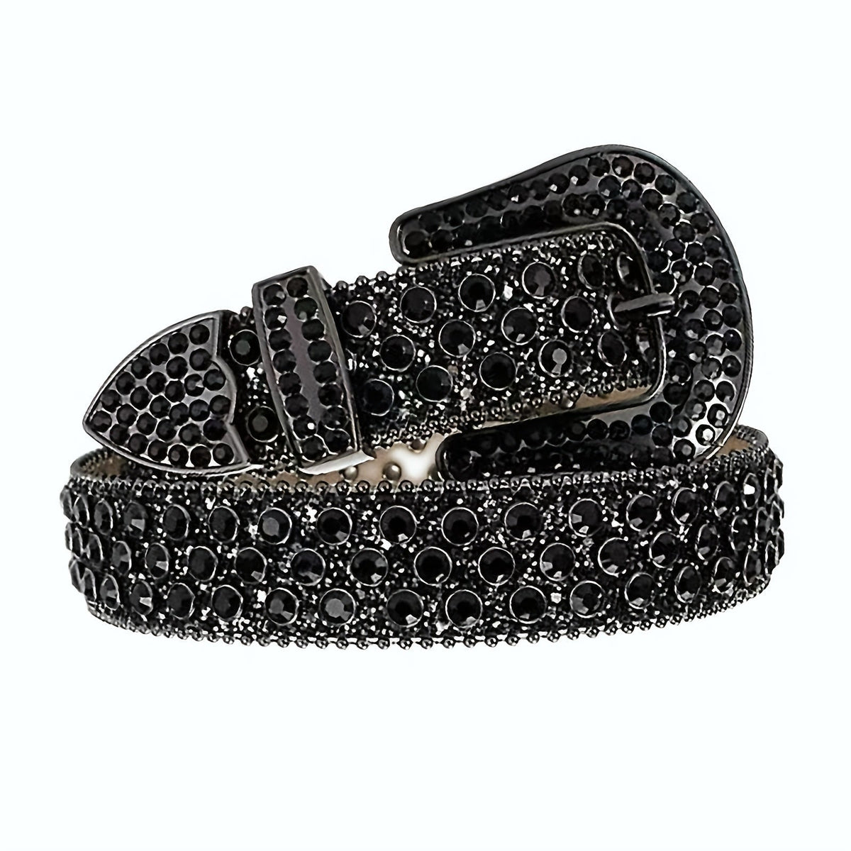 Rhinestone-Studded Women's Belt with Crystal-Look Strap and Buckle in Four Colors and Sizes S-1XL