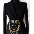 Women's Belt – Chain Belt Street Punk Style Elastic Waist Belt with Stainless Steel Buckle for Dresses Jeans