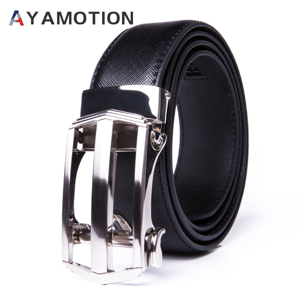Men's Belt - 's Dress Bonded Leather Ratchet Automatic Buckle 1.3" Wide Brushed Nickel - product detail view 31