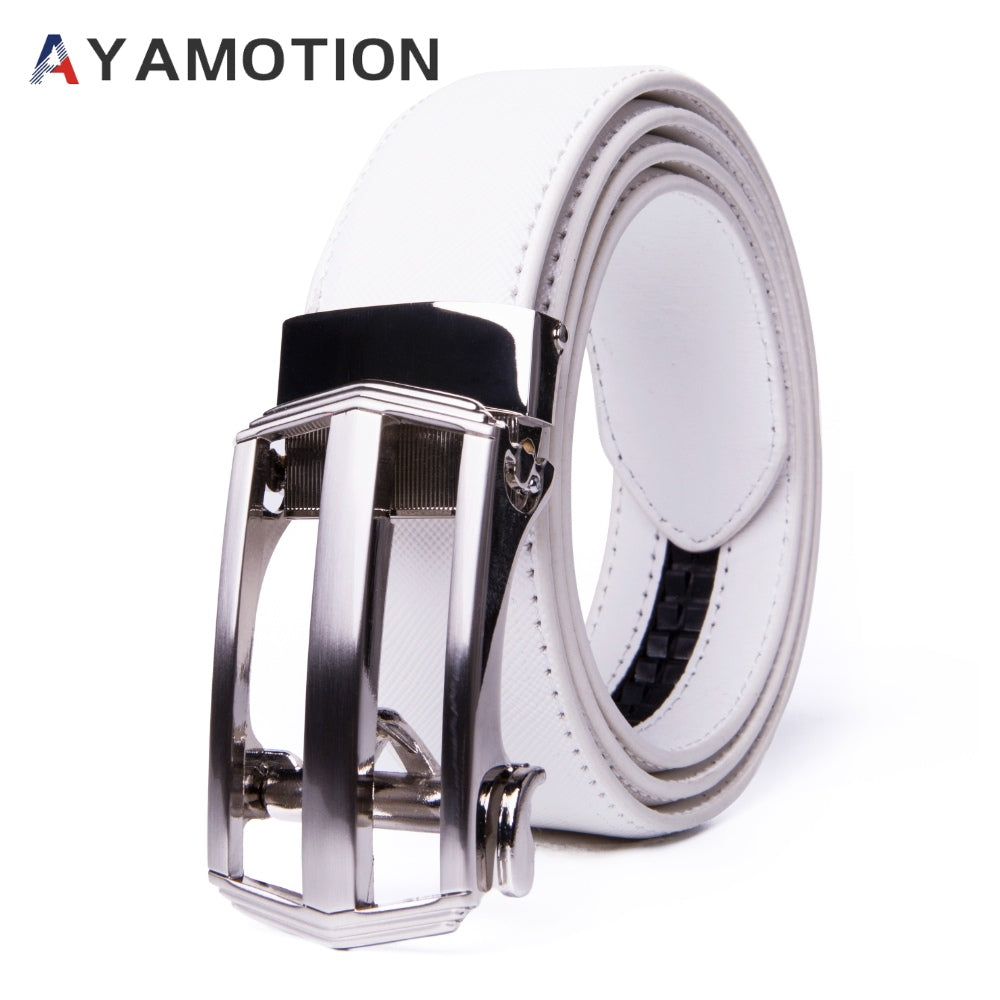 Men's Belt - 's Dress Bonded Leather Ratchet Automatic Buckle 1.3" Wide Brushed Nickel - product detail view 33