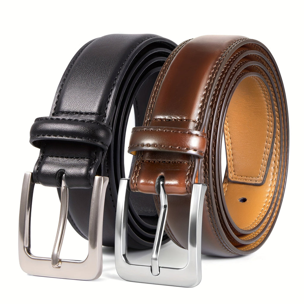 Belt Men’s 2-Pack Genuine Leather Set, 1 3/8-Inch Wide with Four Color Pairs and Sizes 30-50