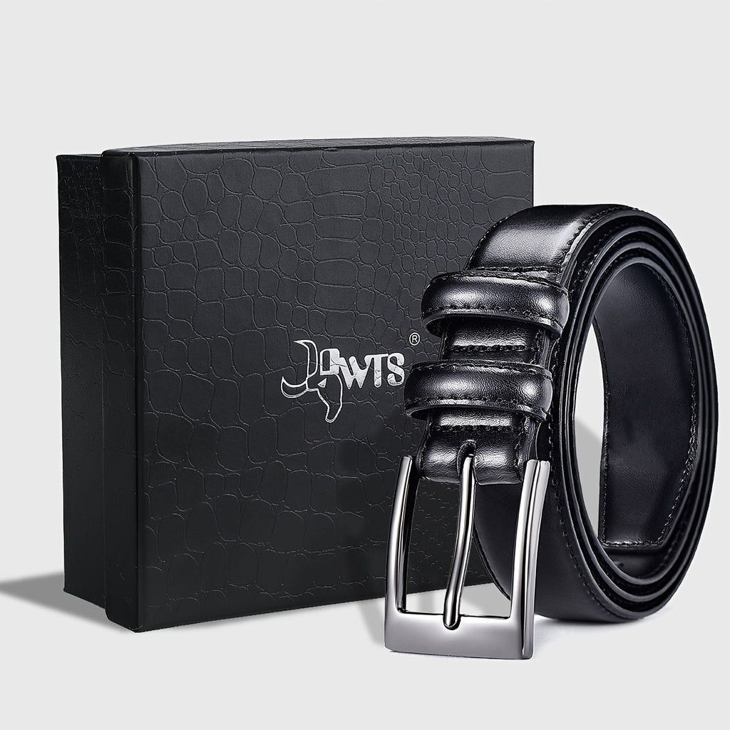 Men's Belt - 's Genuine Leather Gift Box Set Zinc Alloy Golden Buckle Dress for Jeans & - product detail view 14