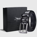 Belt Men’s Genuine Leather Gift Box Set with Zinc Alloy Gold Buckle in 96-126cm Length Options