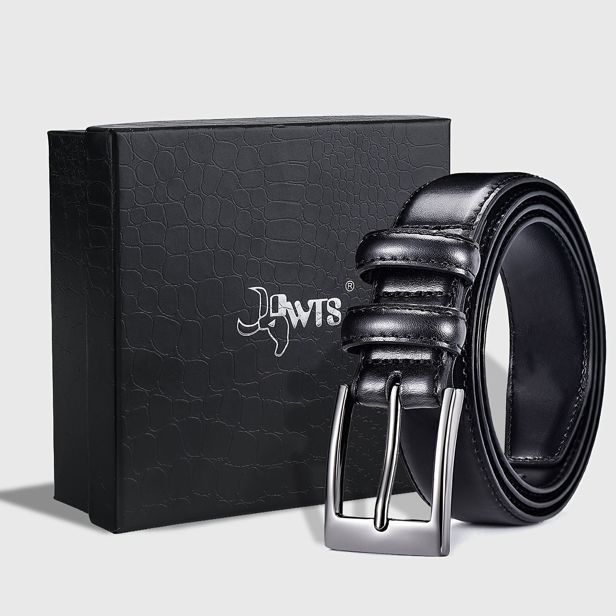 Belt Men’s Genuine Leather Gift Box Set with Zinc Alloy Gold Buckle in 96-126cm Length Options