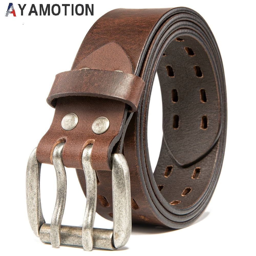 Men's Belt - 's Genuine Leather Handmade 1.2" Wide Full Grain Leather Work & Jeans - product detail view 15
