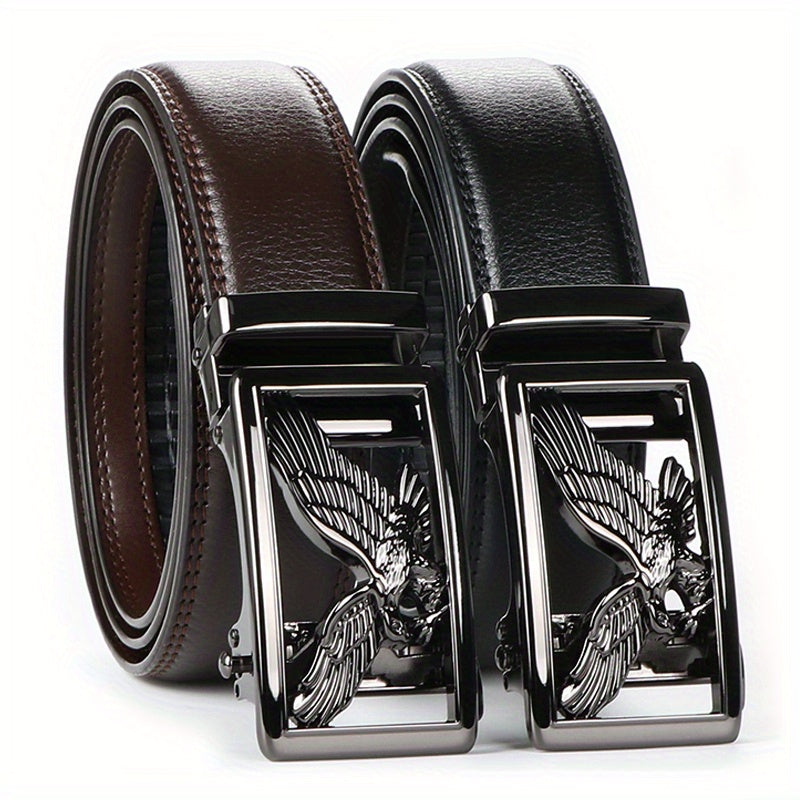 Men's Belt - 's Genuine Leather Set 2-Pack Automatic Ratchet Buckle, Adjustable 110 - product detail view 22