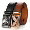 Two-Pack Ratchet Belt Set with Genuine-Leather-Labeled Straps, Two Color Pairings and 110–130cm Lengths
