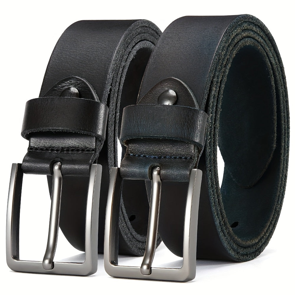 Men's Belt - 's Genuine Leather Set 2-Pack Alloy Pin Buckle, 4 Color Combos, Waist 30 - product detail view 19