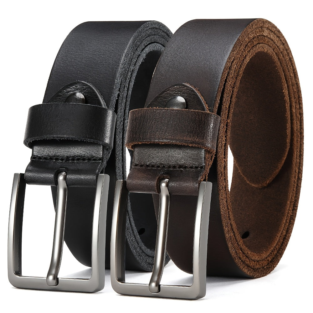Men's Belt - 's Genuine Leather Set 2-Pack Alloy Pin Buckle, 4 Color Combos, Waist 30 - product detail view 20