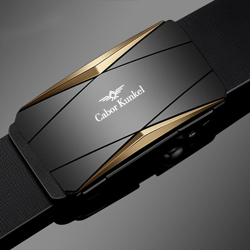 Dress Belt, Leather Belt Automatic Buckle Genuine Cowhide No-Hole Ratchet Dress Belt Business Casual Suit