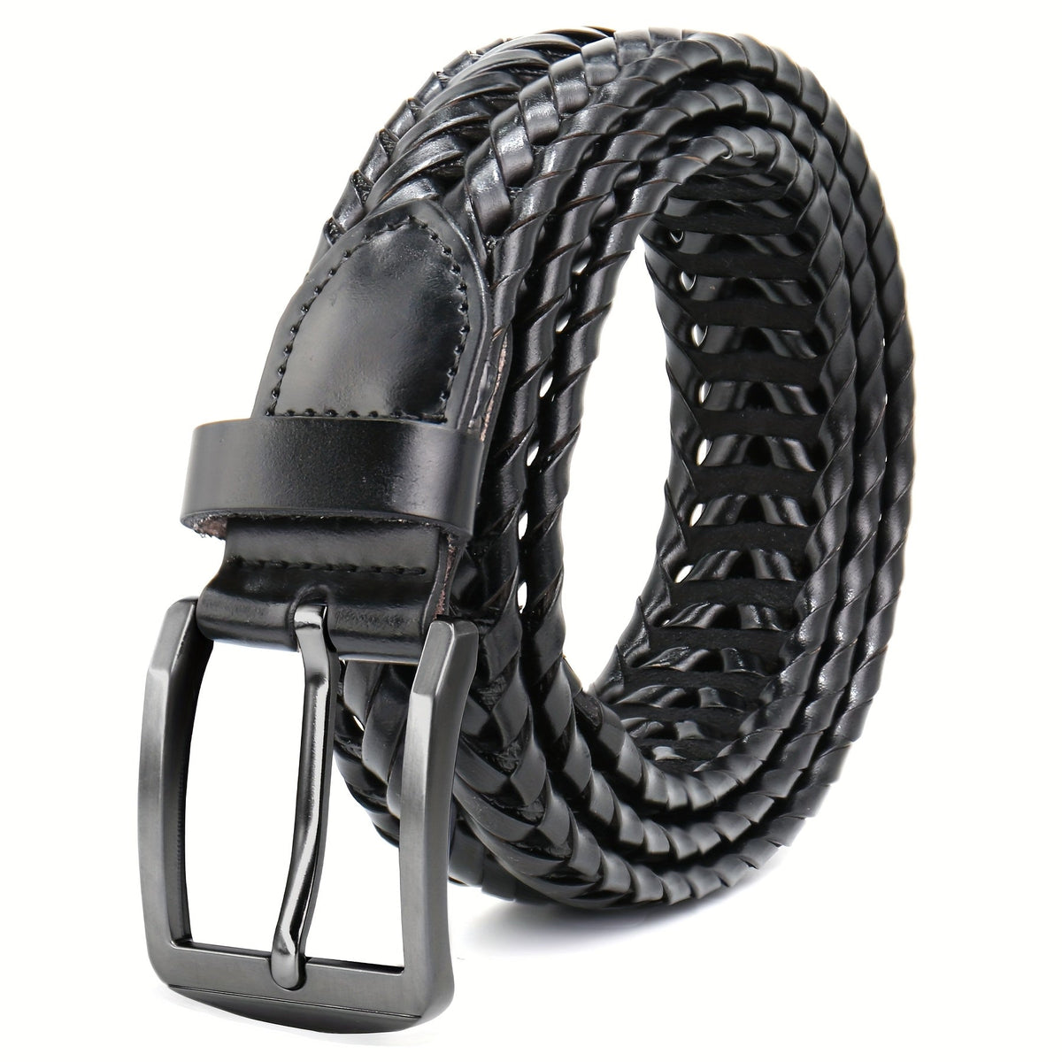 Men's Belt - 's Leather Braided Casual Dress for Jeans Golf Pants, 5 Colors, Sizes 34 - product detail view 12