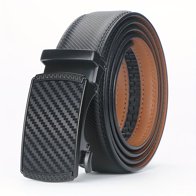 Men's Belt - 's Leather Ratchet Automatic Buckle Adjustable Trim-to-Fit No Hole Design - product detail view 23