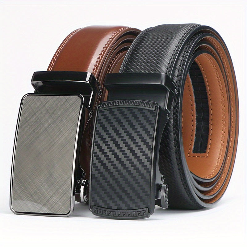 Men's Belt - 's Leather Ratchet Genuine Leather Automatic Buckle No-Hole Stepless - product detail view 27