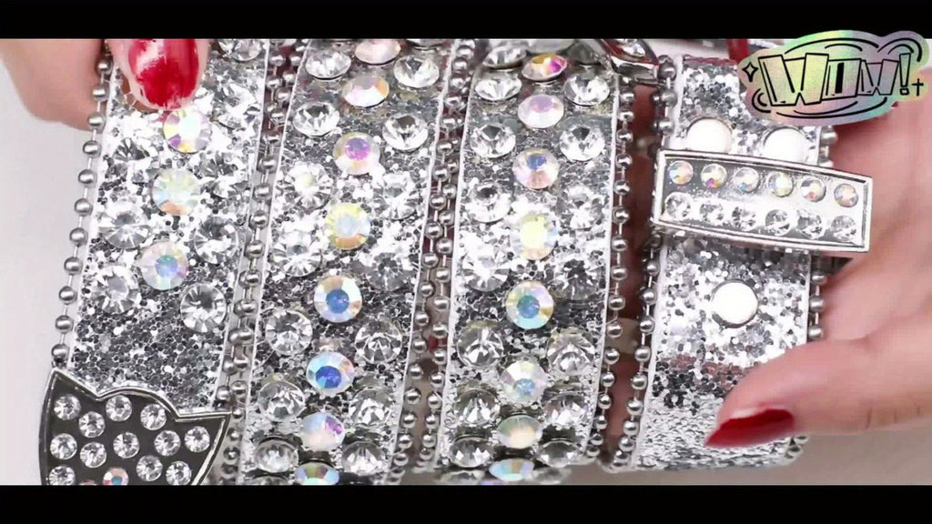 Women's Belt - 's Rhinestone Polka Dot PU Leather Shiny Alloy Buckle Glam Street Style - product detail view 12