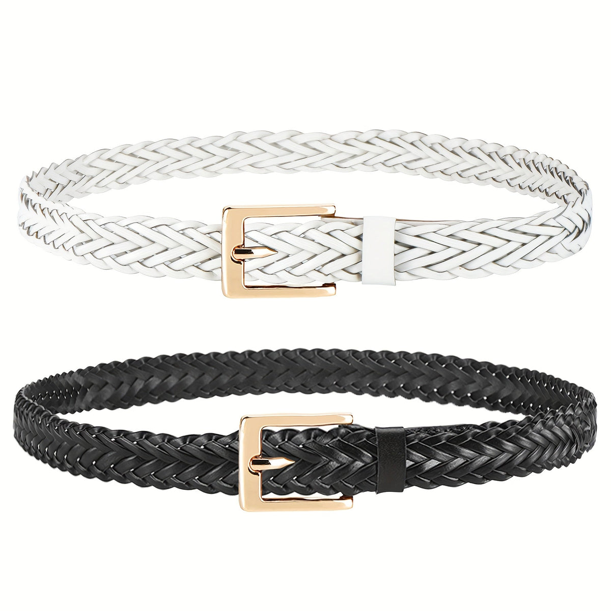 Belt Women’s 2-Pack Skinny Braided Woven Set, 3/4-Inch Width with Four Color Pairings and S-XL