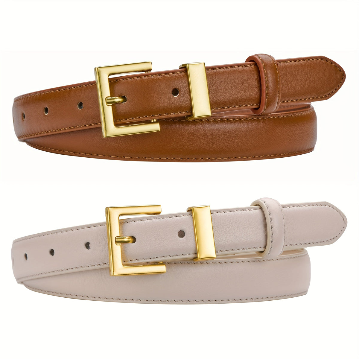 Women's Belt - Square Buckle Set 2pcs for | Gold Square Buckle Waist for Jeans Dresses - product detail view 28
