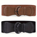 Belt Women’s 2-Piece Wide Elastic Waist Set with Alloy Pin Buckles and Two Color Combinations