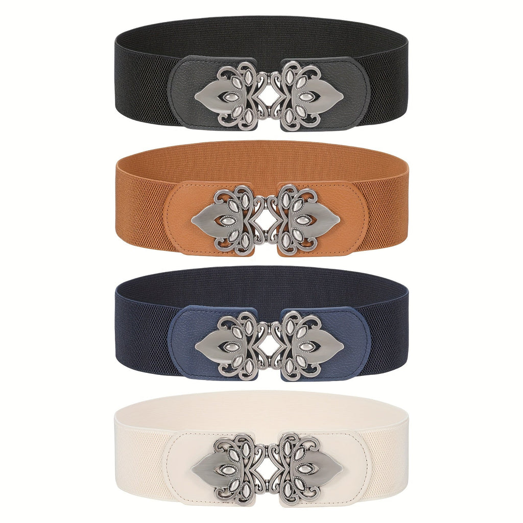 Women's Belt - Wide Elastic Waist 4 Pack Vintage Elastic Tie Waistband Corset Set Boho - product detail view 18