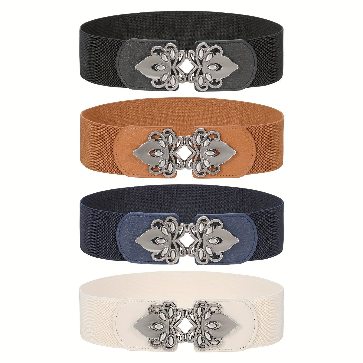 Women's Belt - Wide Elastic Waist 4 Pack Vintage Elastic Tie Waistband Corset Set Boho - product detail view 18