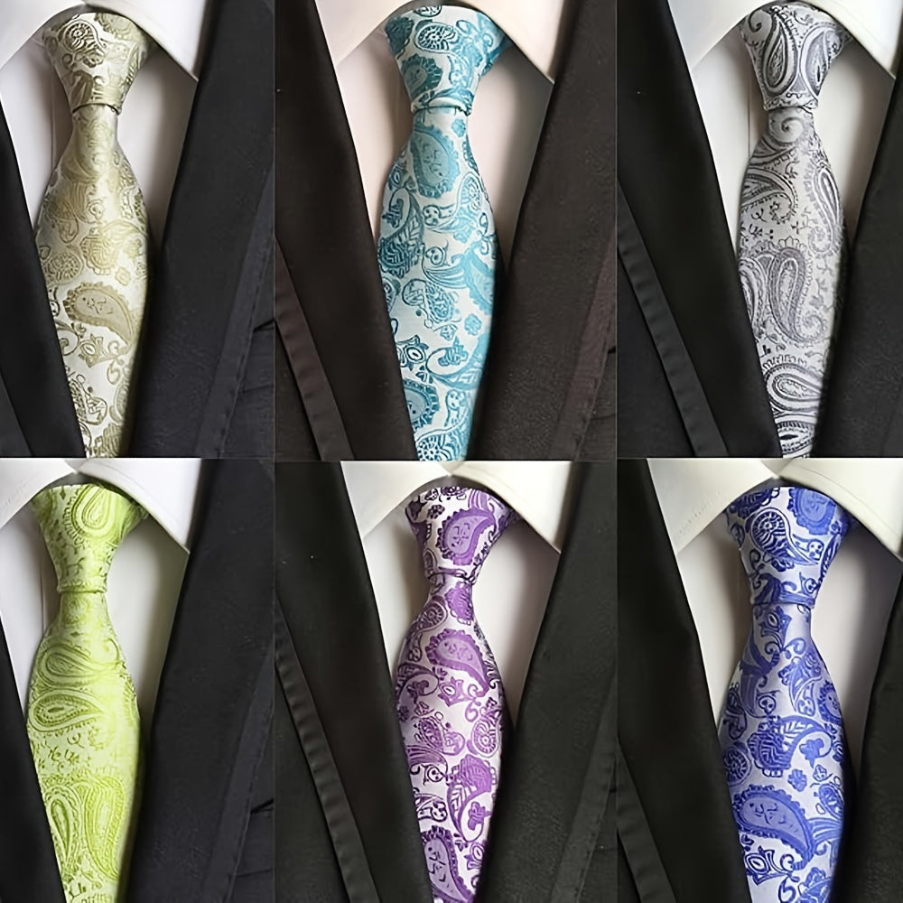Six-Pack Jacquard-Woven Polyester Neckties, 57.1in Long with Six Model-Coded Pattern Assortments