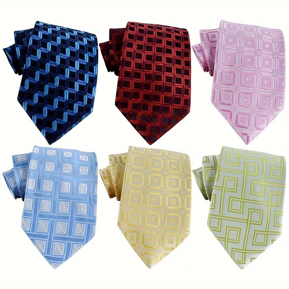 Men's Necktie - 6 Pack Jacquard Woven 100% Polyester Classic Formal Ties - 57 Inch Length - product detail view 28