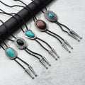 Men's Necktie – Bolo Tie Set 5 Styles Women Hand-Braided Leather Western Cowboy Necktie | Alloy Slide Clip