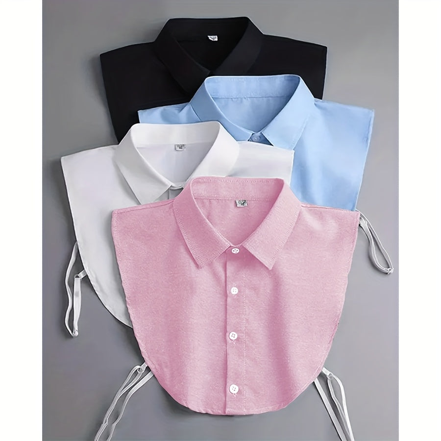 Men's Necktie – Detachable Fake Collar 4 Pack for Women – Removable Half Shirt Collar, Solid Color Breathable