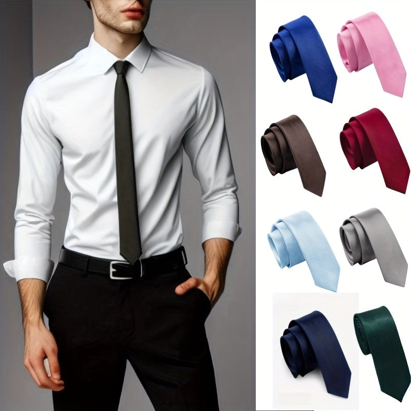 Men's Necktie – Narrow Tie Set 9 Pack Slim 2 Inch Polyester Neck Ties Women Students | 9 Colors Textured