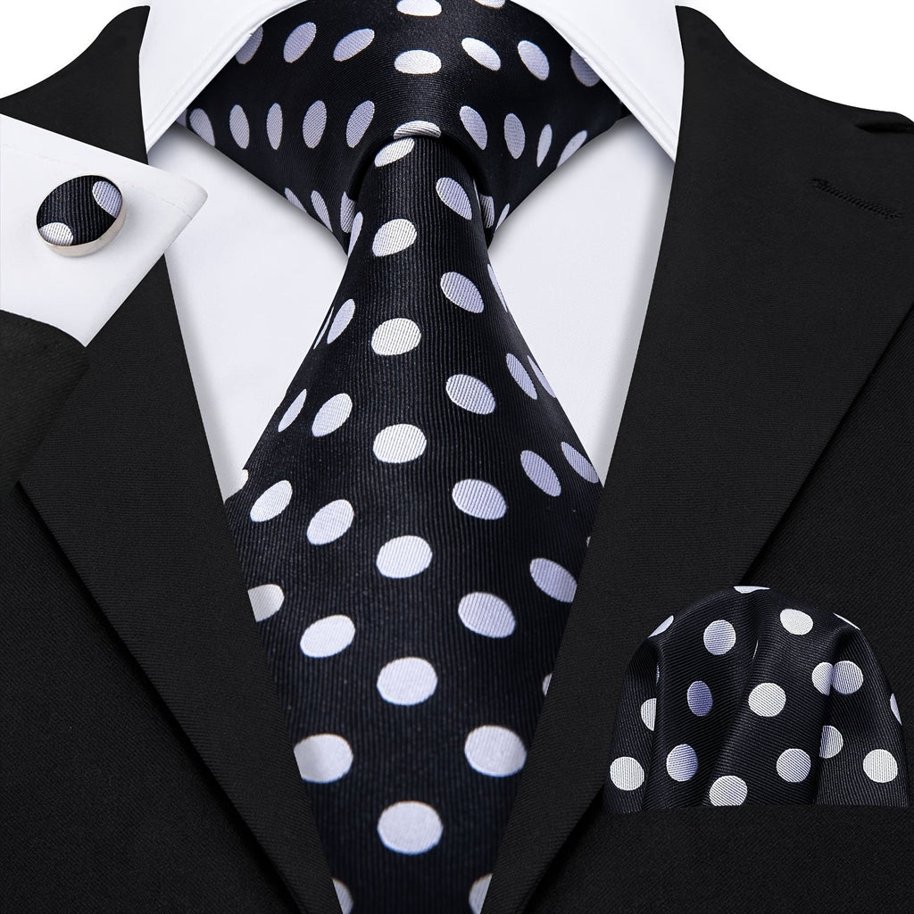 3-Piece Formal Necktie Set with Pocket Square and Cufflinks in Red for Weddings, Business and Events