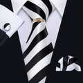 Four-Piece Woven Necktie and Pocket Square Set with Cufflinks, Tie Ring and Six Pattern Options