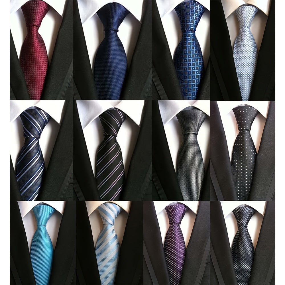 12-Pack Jacquard Woven Necktie Set in Five Pattern Groups for Business, Weddings and Formal Outfits