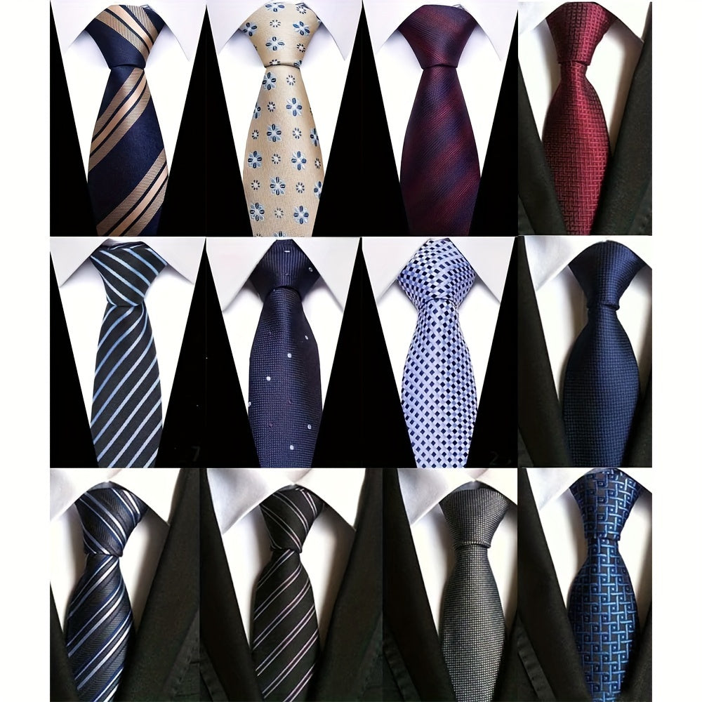12-Pack Jacquard Woven Necktie Set in Five Pattern Groups for Business, Weddings and Formal Outfits