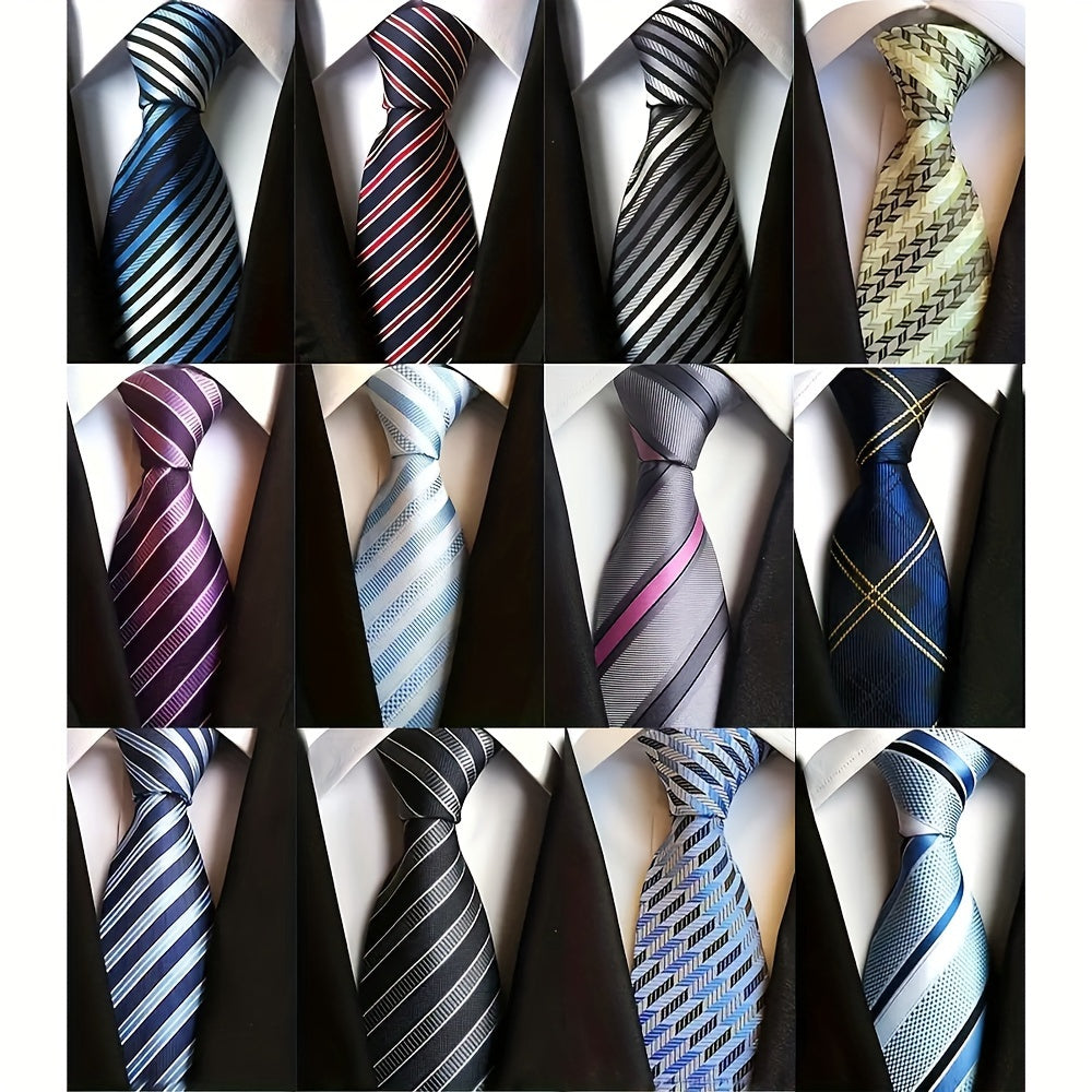 12-Pack Jacquard Woven Necktie Set in Five Pattern Groups for Business, Weddings and Formal Outfits
